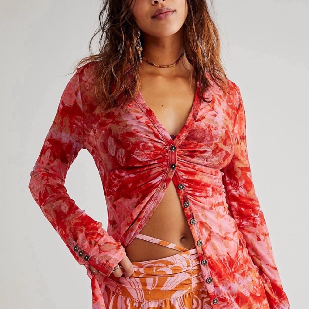 Free People Lucky Shirtee in Hot Pink Combo Size XL New With Tags